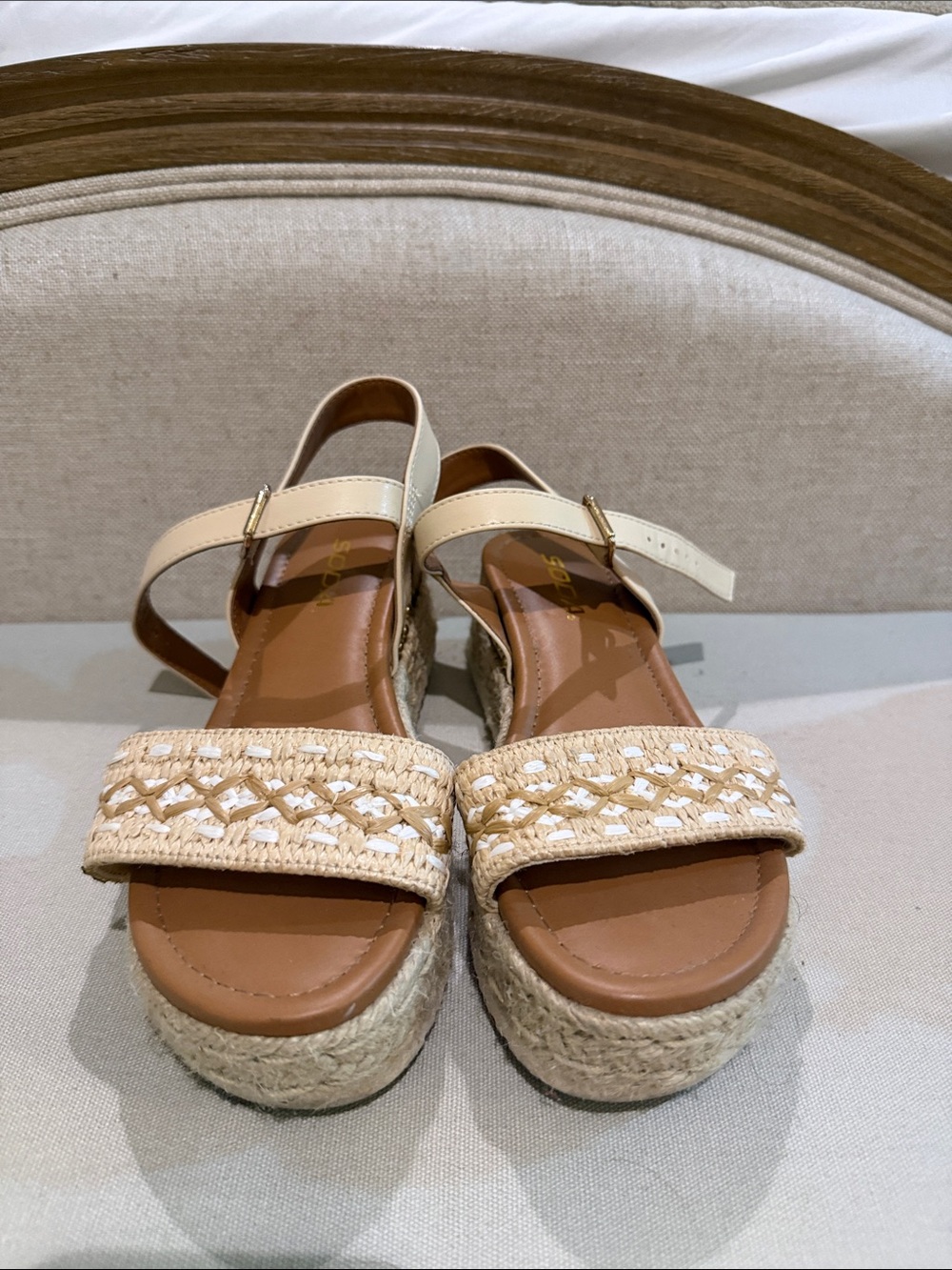 Women’s Beige Woven Espadrille Platform Sandals